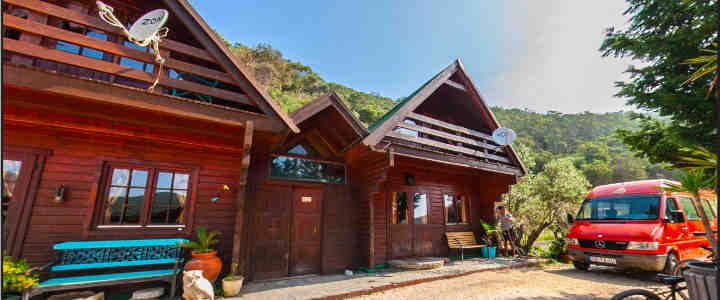Wooden house in our surf camp in Carrapateira